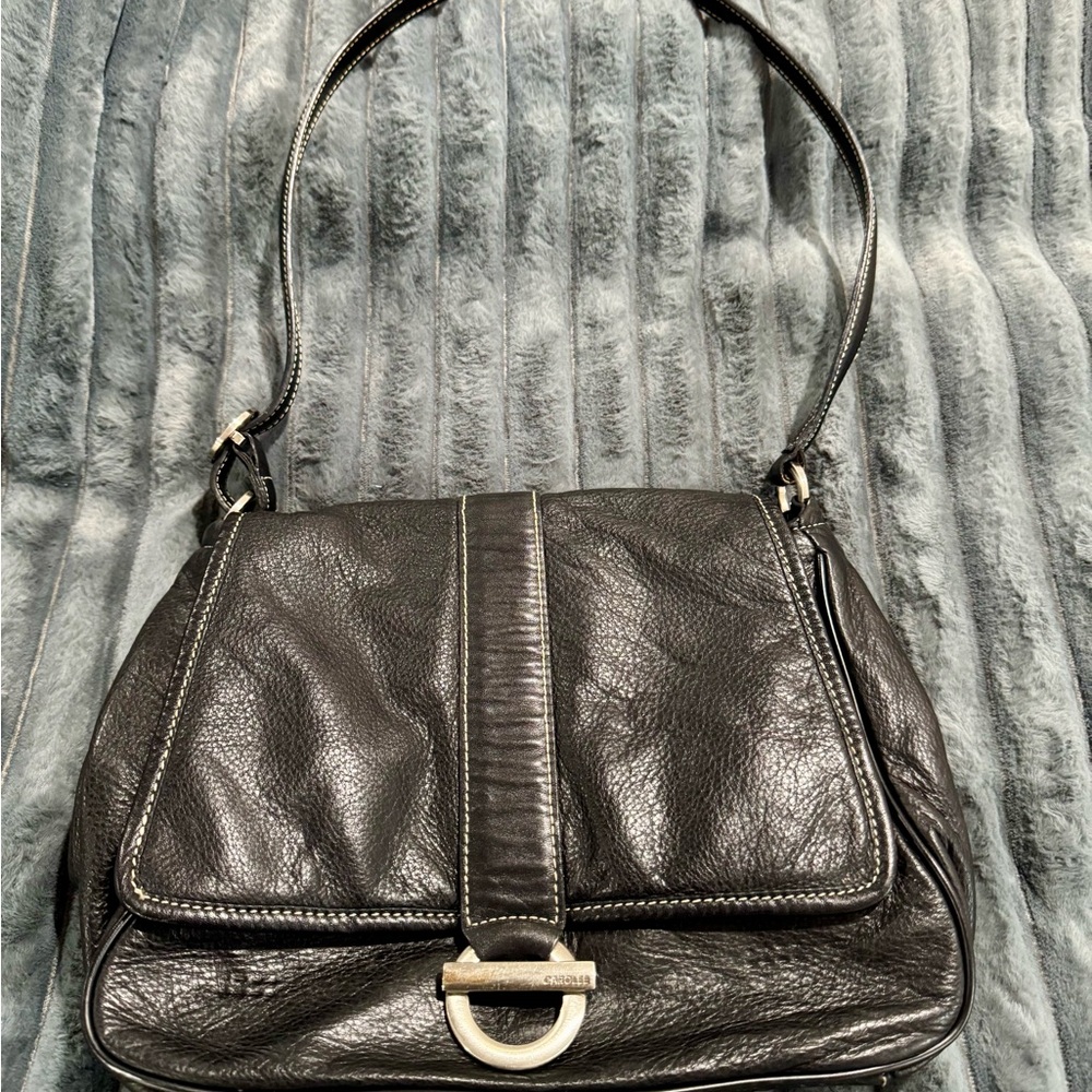 Carolee Black Leather Shoulder Bag